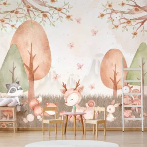 Floresta Lúdica Infantil com Animais do Bosque em Aquarela - Imagem 4
