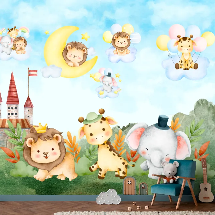 Papel de Parede Safari Baby Encantado Céu dos Sonhos