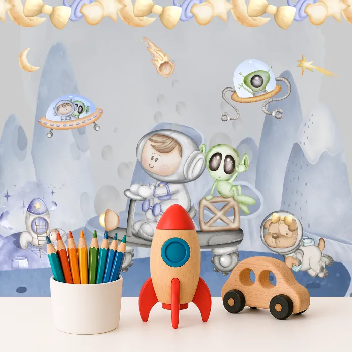 Papel de Parede Astronauta Infantil Universo Encantado