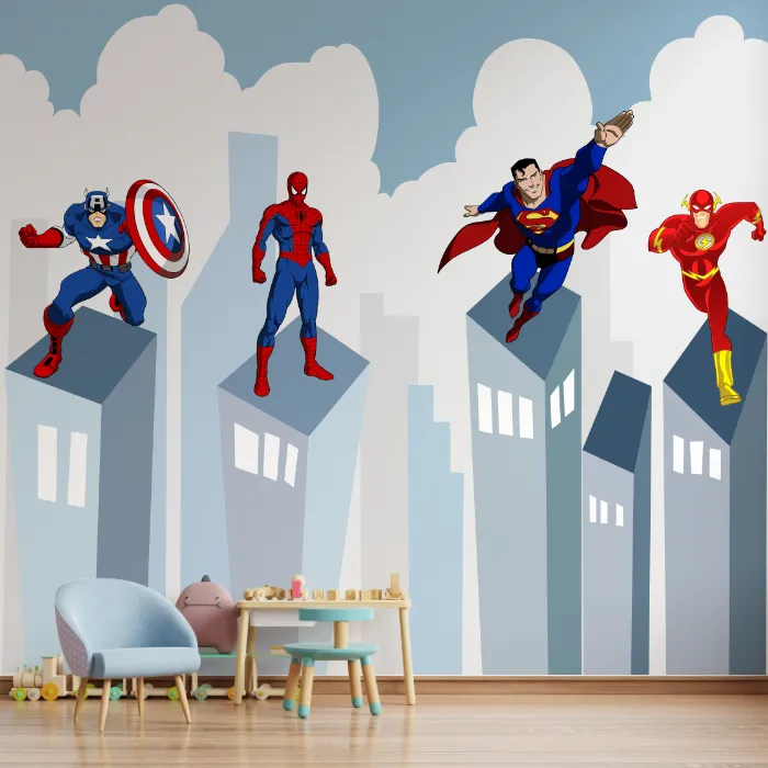 Papel de Parede Super-Heróis Infantis para Quarto de Menino