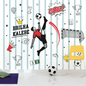 Papel de Parede Futebol Infantil Moderno para Quarto Menino - Imagem 3