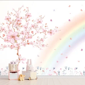 Papel de Parede Jardim Encantado Arco-Íris Infantil - Imagem 3