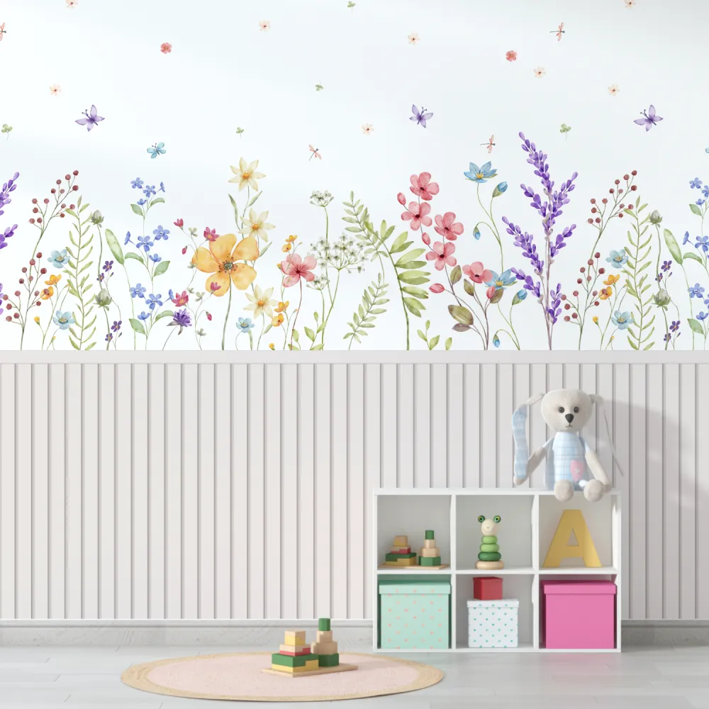 Papel de Parede Jardim Floral Aquarela Delicado