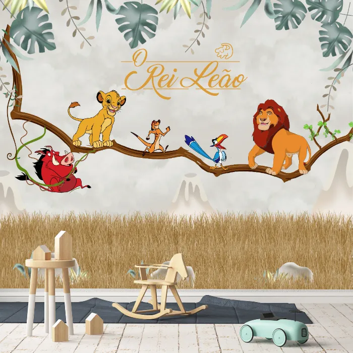 Papel de Parede Rei Leão Infantil Safari para Quarto de Bebê