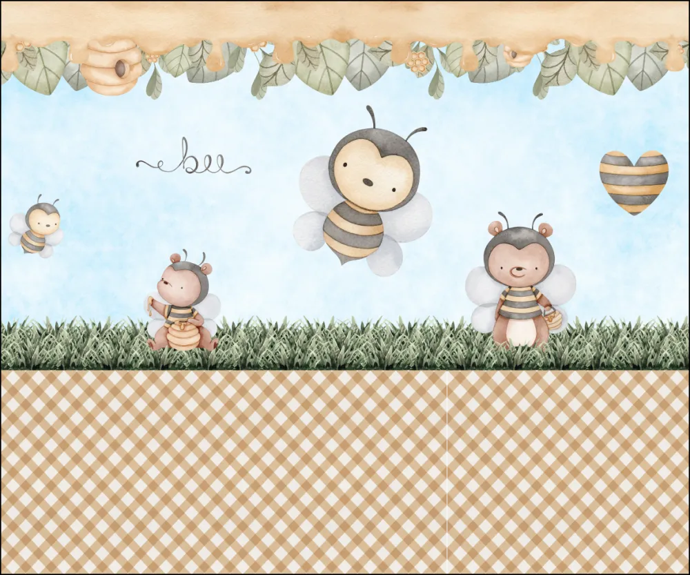 Papel de Parede Abelhinha Infantil Jardim Encantado