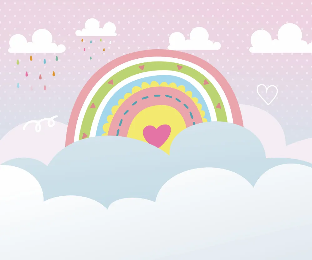 Papel de Parede Arco-Íris Infantil Candy Colors Quarto de Menina