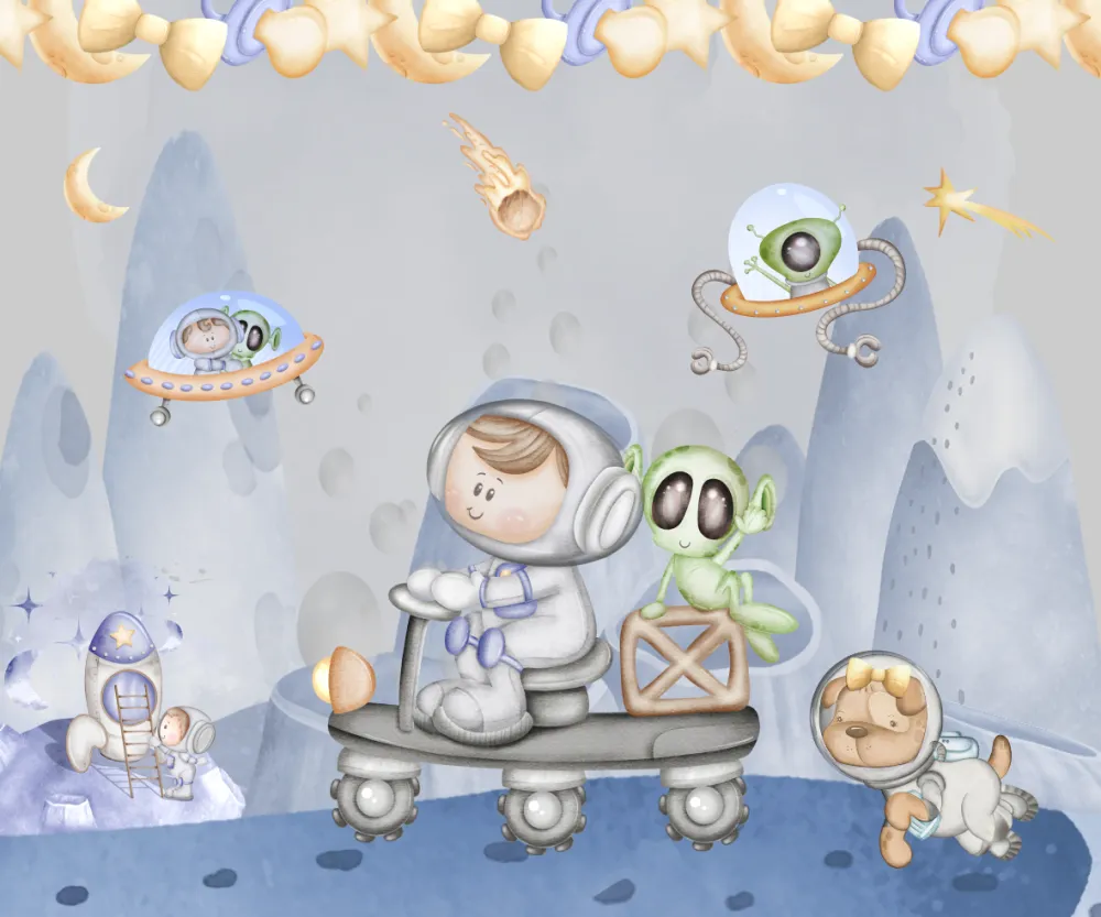 Papel de Parede Astronauta Infantil Universo Encantado