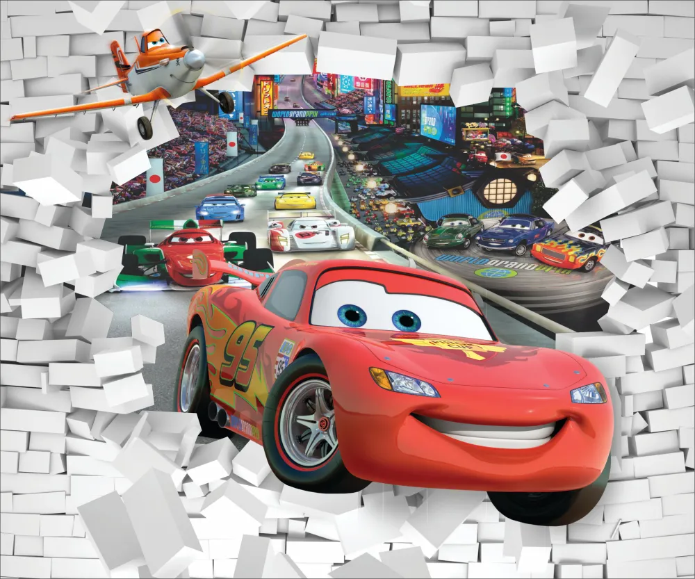 Papel de Parede Carros Infantil 3D Relâmpago McQueen