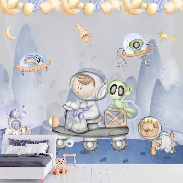 Papel de Parede Astronauta Infantil Universo Encantado