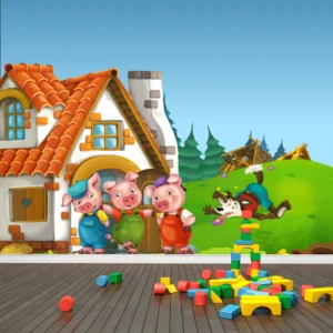 Papel de Parede Três Porquinhos Infantil Fazendinha Encantada - Imagem 3