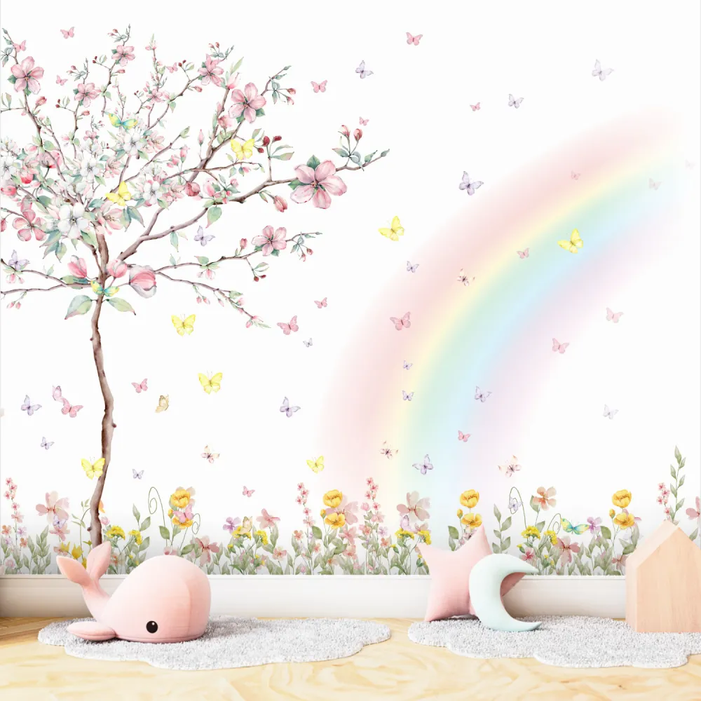Papel de Parede Jardim Encantado Aquarela Infantil
