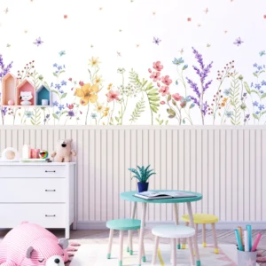 Papel de Parede Jardim Floral Aquarela Delicado