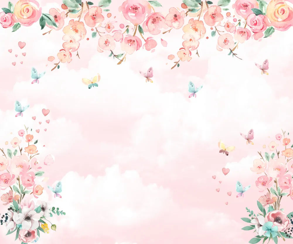 Papel de Parede Floral Aquarelado Rosa Delicado Feminino