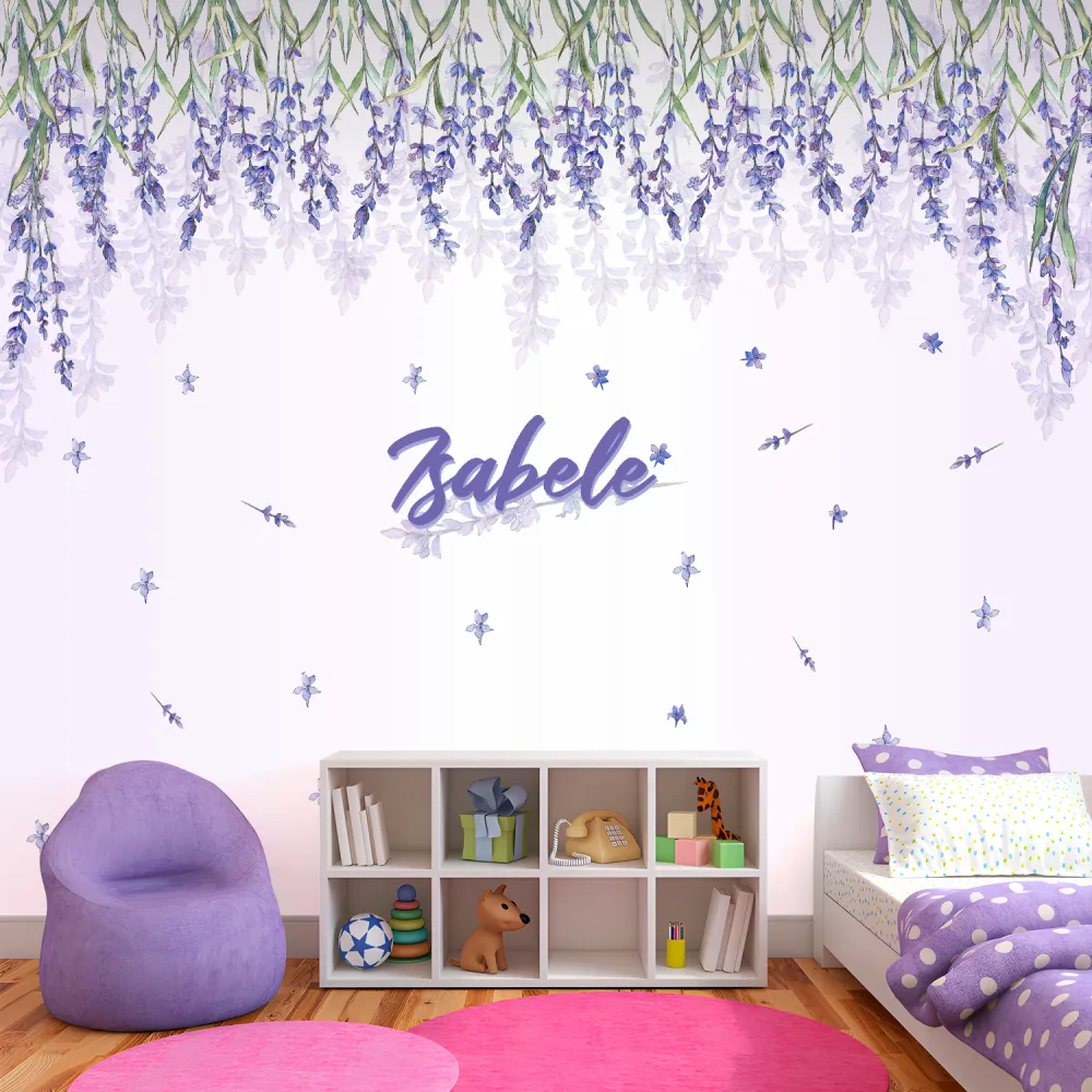 Papel de Parede Jardim Lavanda Lilás Delicado