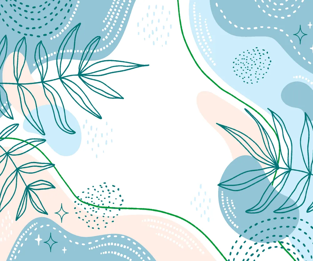 Papel de Parede Folhas Abstratas Azul e Verde Minimalista