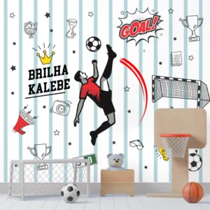 Papel de Parede Futebol Infantil Moderno para Quarto Menino
