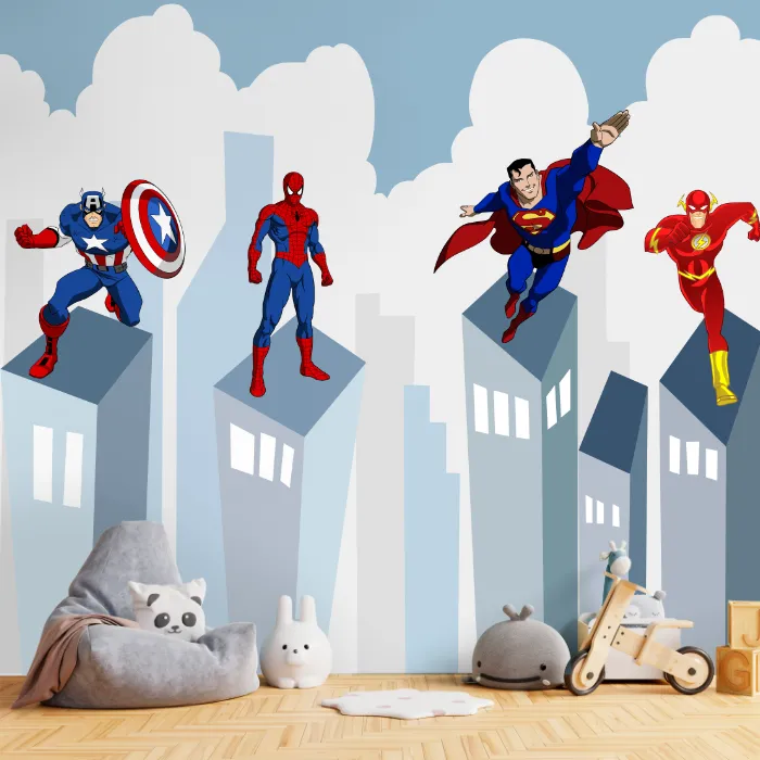 Papel de Parede Super-Heróis Infantis para Quarto de Menino