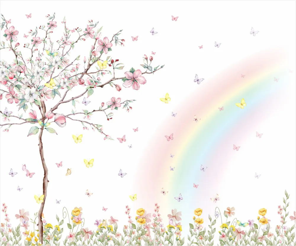 Papel de Parede Jardim Encantado Aquarela Infantil