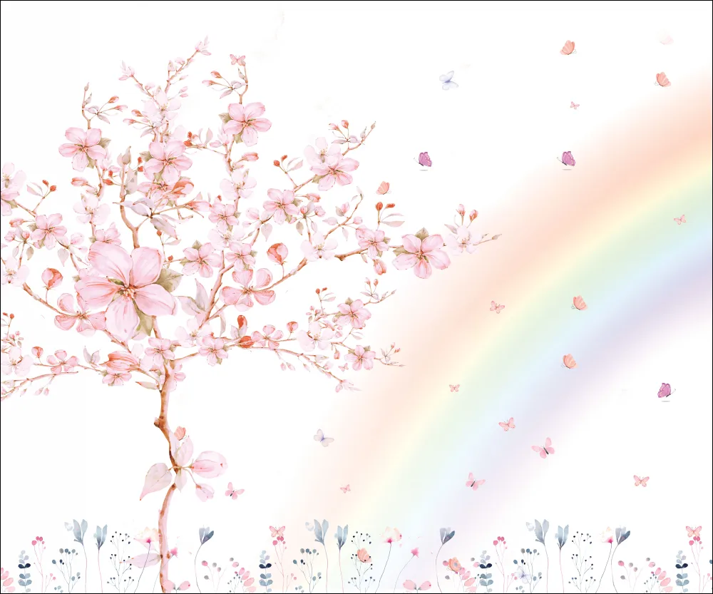 Papel de Parede Jardim Encantado Arco-Íris Infantil