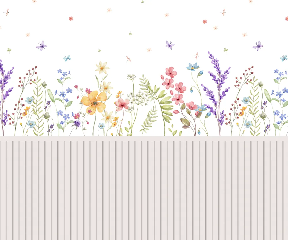 Papel de Parede Jardim Floral Aquarela Delicado