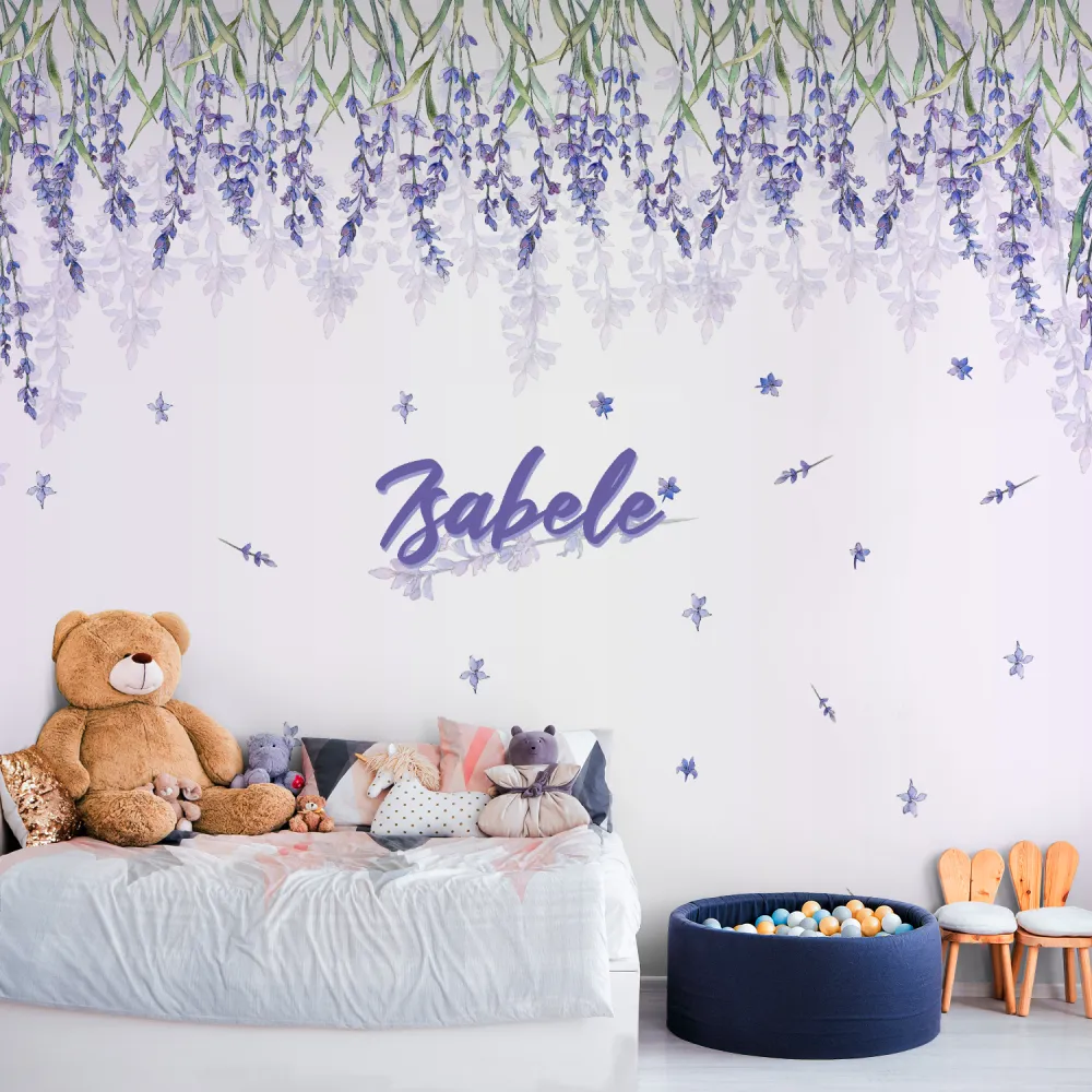 Papel de Parede Jardim Lavanda Lilás Delicado