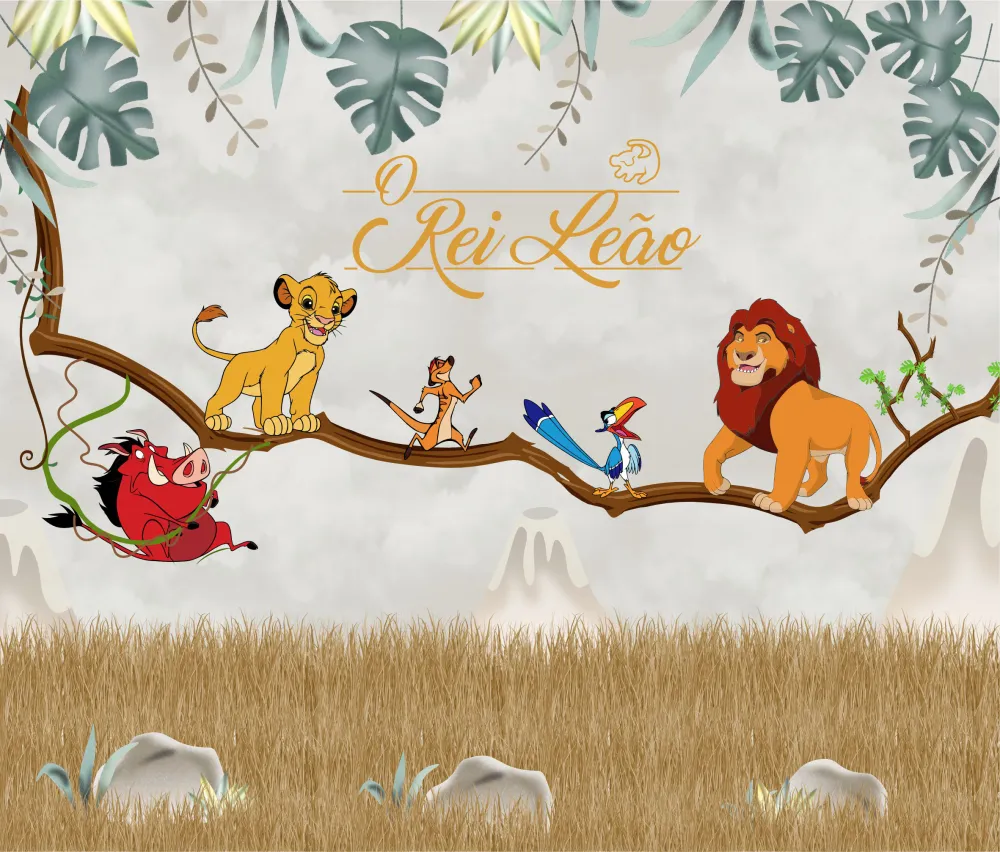 Papel de Parede Rei Leão Infantil Safari para Quarto de Bebê