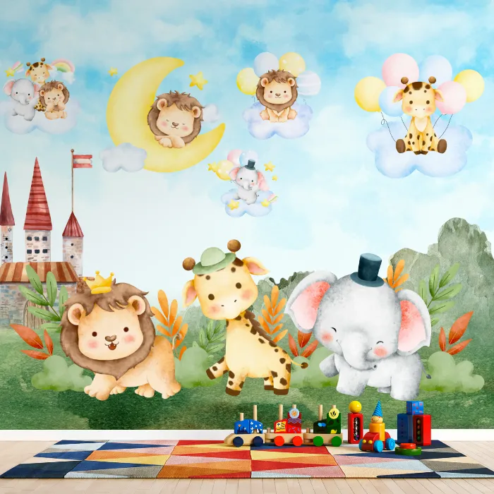 Papel de Parede Safari Baby Encantado Céu dos Sonhos