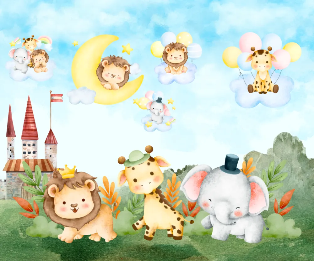 Papel de Parede Safari Baby Encantado Céu dos Sonhos