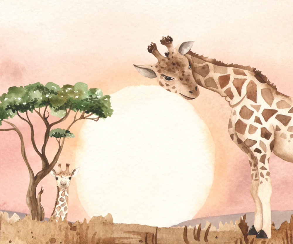 Papel de Parede Safari Sunset com Girafas Delicadas