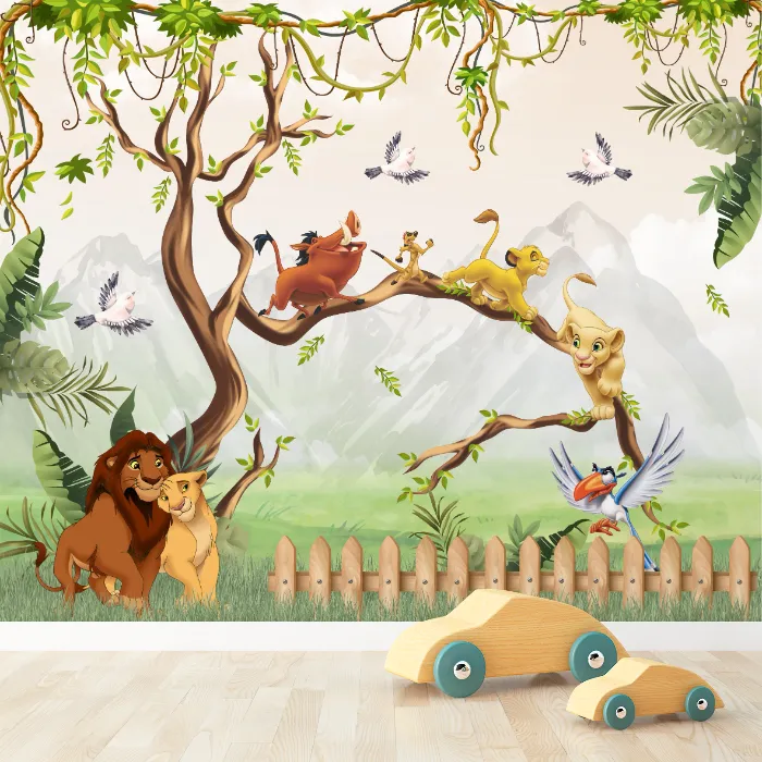 Papel de Parede Rei Leão Safari Infantil para Quarto de Bebê