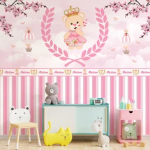Papel de Parede Ursinha Princesa Rosa para Quarto Bebê - Imagem 3