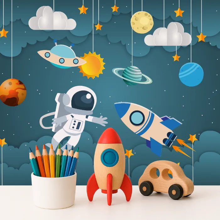 Papel de Parede Astronauta Infantil Espaço Sideral