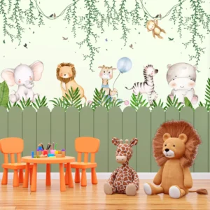 Papel de Parede Safari Baby Aquarela para Quarto Infantil - Imagem 3