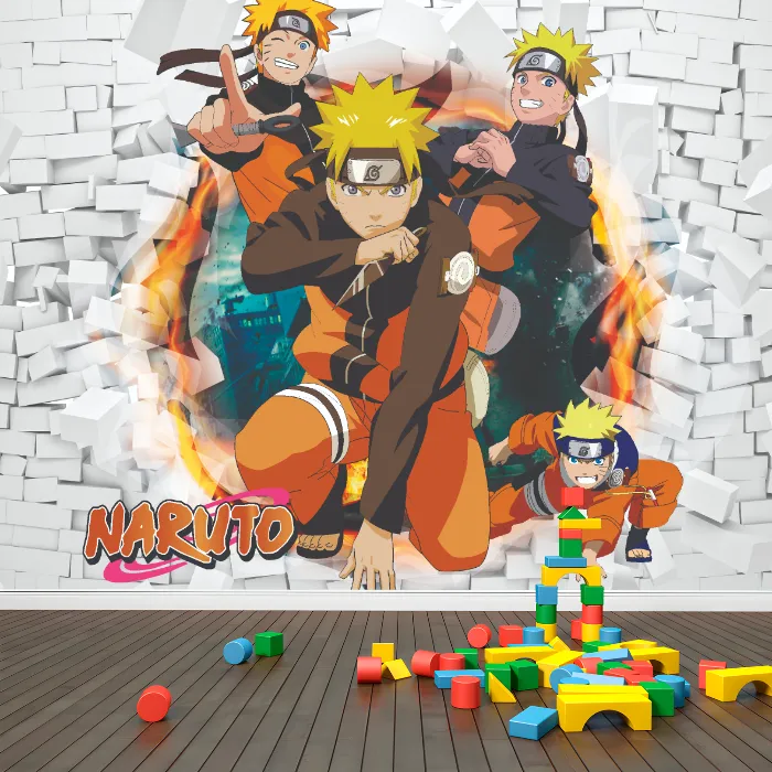 Papel de Parede Naruto Ninja Guerreiro com Efeito 3D Infantil