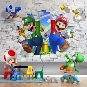 Papel de Parede Super Mario Bros 3D com Mario, Luigi e Amigos - Imagem 3