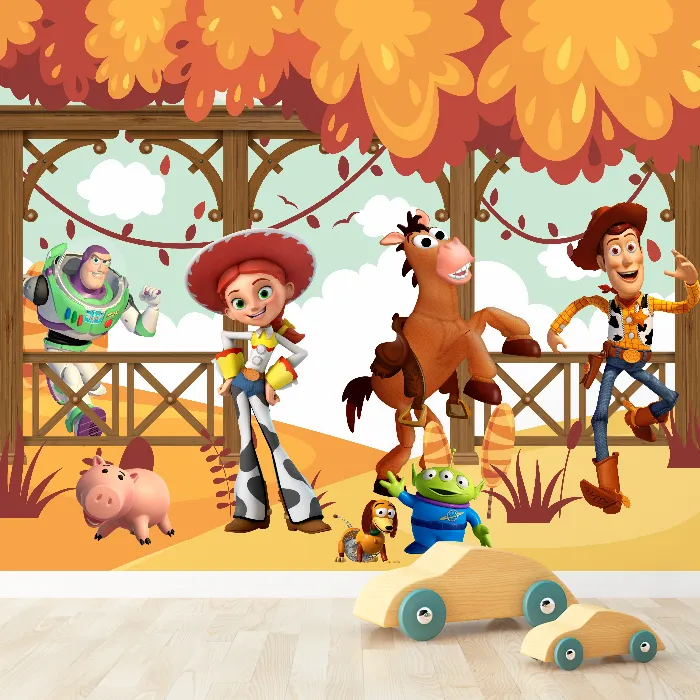 Papel de Parede Toy Story no Rancho Encantado com Woody, Jessie e Amigos