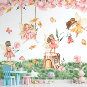 Papel de Parede Fadas no Bosque Encantado para Quarto de Menina - Imagem 3