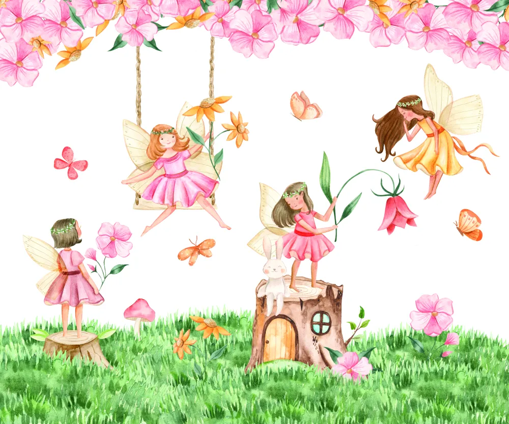 Papel de Parede Fadas no Bosque Encantado para Quarto de Menina
