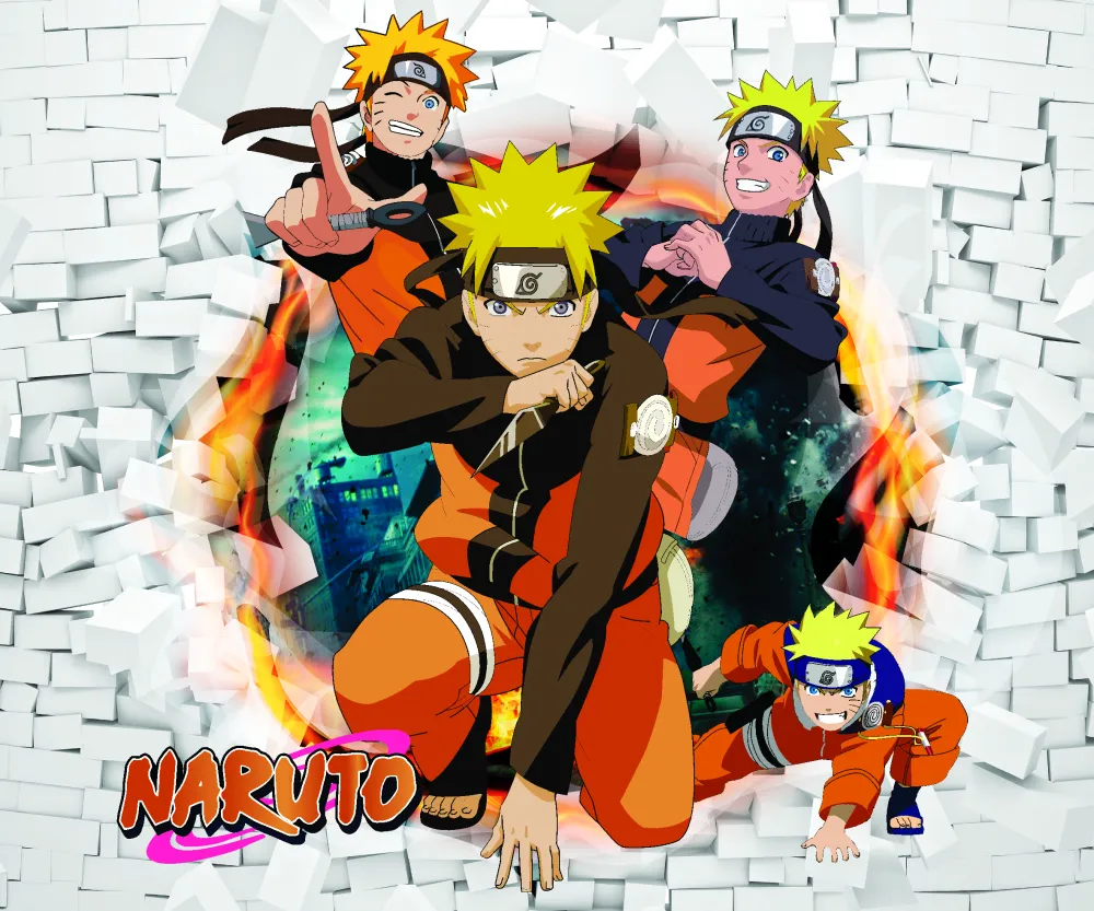 Papel de Parede Naruto Ninja Guerreiro com Efeito 3D Infantil