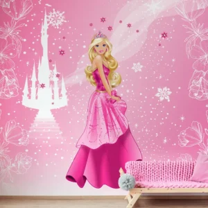 Papel de Parede Princesa Encantada Rosa com Castelo dos Sonhos - Imagem 3
