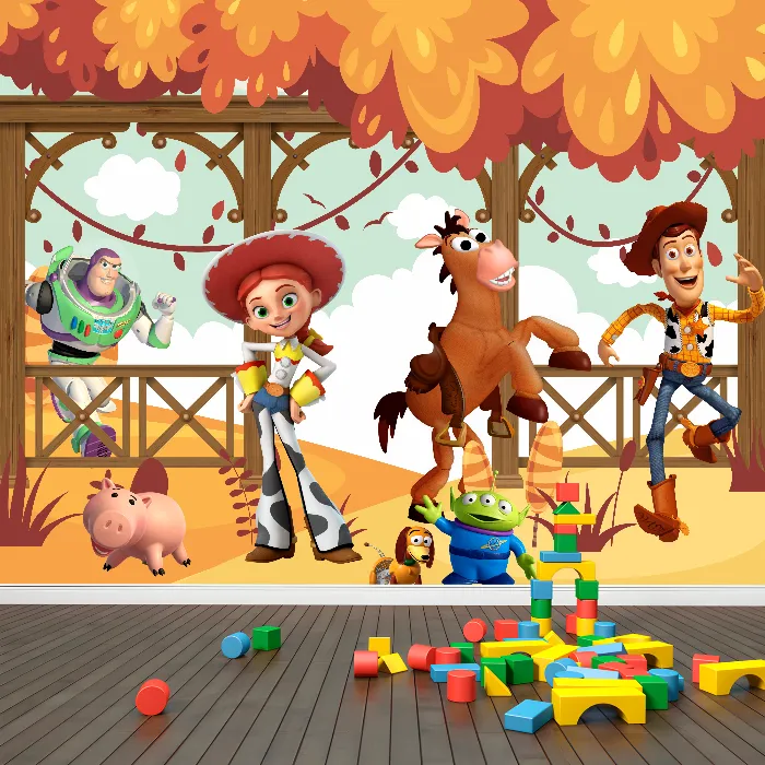Papel de Parede Toy Story no Rancho Encantado com Woody, Jessie e Amigos