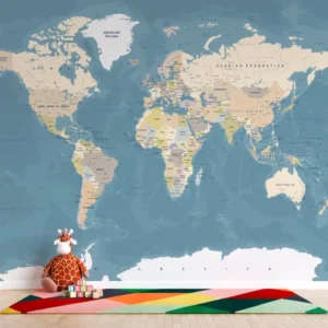 Papel de Parede Educativo Mapa Múndi Infantil