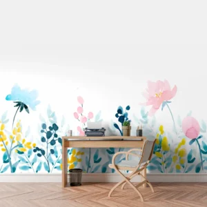 Papel De Parede Floral Aquarela Flores e Folhagens - Imagem 3