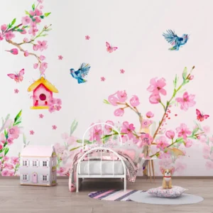 Papel De Parede Floral Com Pássaros - Imagem 4