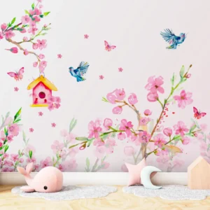 Papel De Parede Floral Com Pássaros