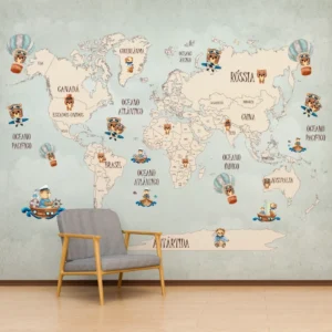 Papel De Parede Mapa Múndi Infantil - Imagem 3