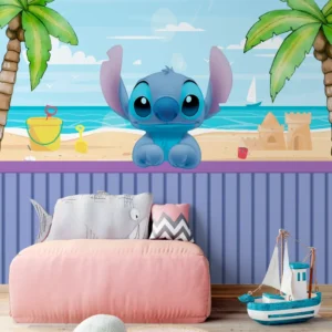 Papel de parede Stitch Tropical para quarto infantil masculino