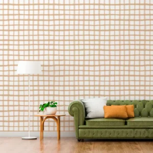 Papel de Parede Xadrez Bege Quadriculado - Imagem 4